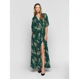 Reformation Winslow Wrap Dress in green floral size XS